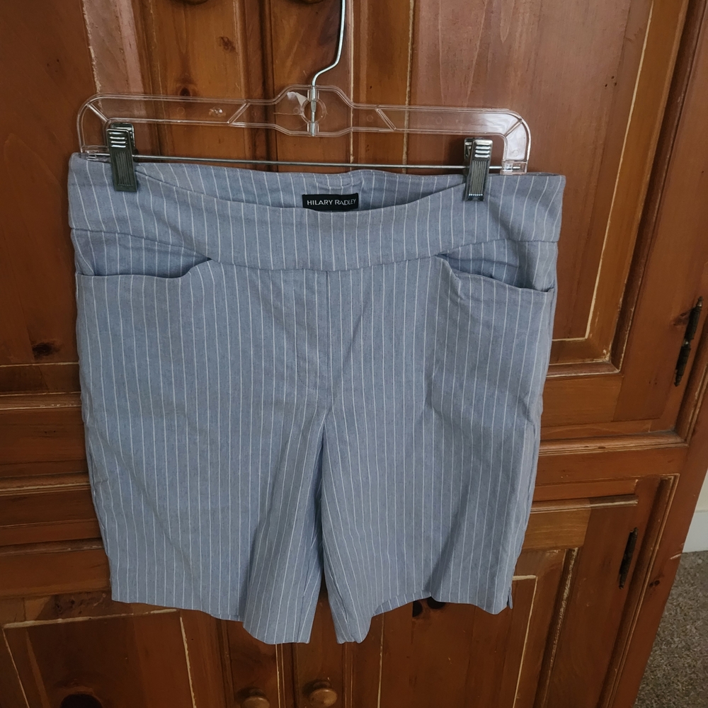 Hilary Radley Women's Pinstriped Blue Shorts